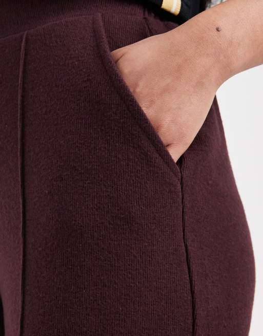 Threadbare – Jogginghose in Strickoptik in Feige mit weitem Bein und Ziernaht, 5 von 5