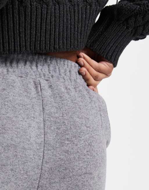 Threadbare – Jogginghose in Strickoptik in Grau mit weitem Bein und Ziernaht, 5 von 5