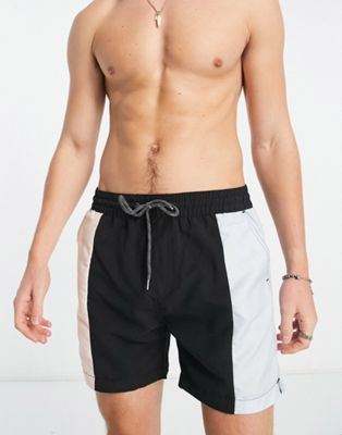 Threadbare julah colour block swim shorts in black