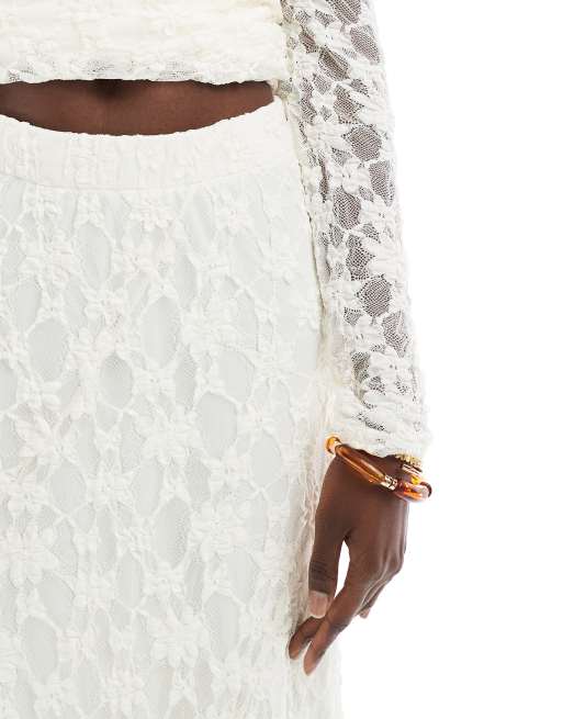 Threadbare - Jupe longue d'ensemble en dentelle - Ivoire, 3 de 5