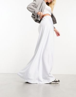 Threadbare satin maxi skirt in silver - ASOS Price Checker