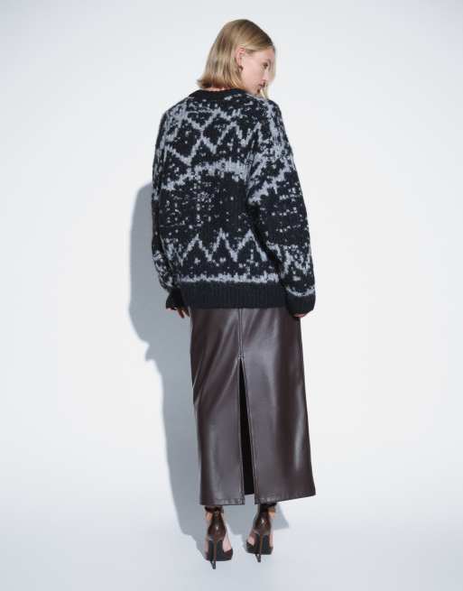 Threadbare - Jupe longue en similicuir - Chocolat, 5 de 5