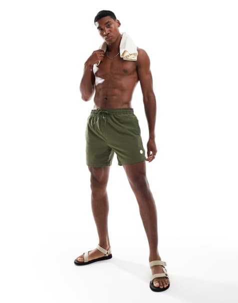 Threadbare – Kakifärgade badshorts i bäckebölja - view 1
