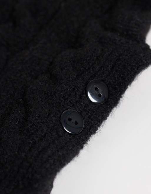 Threadbare Kapuze aus Zopfstrick in Schwarz, 2 von 3