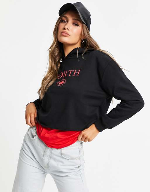 Threadbare – Kapuzenpullover in Schwarz mit Grafik, Kombiteil, 4 von 4