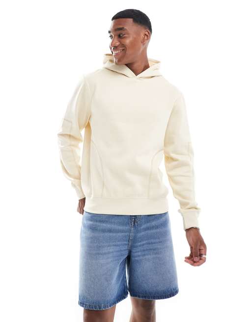 Threadbare – Kapuzenpullover in Wollweiß mit Ziernaht