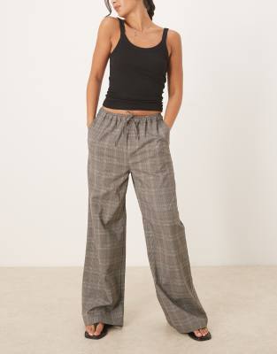 Threadbare - Karierte Hose mit geradem Bein in Braun
