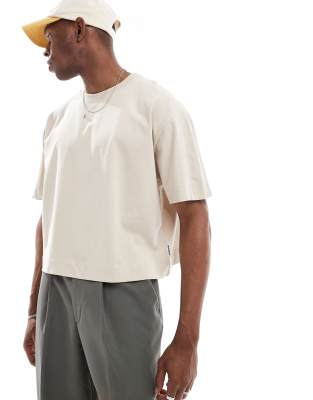 Kastig geschnittenes T-Shirt in Steinbeige, 220 g/m²-Neutral Neutral 2XL
