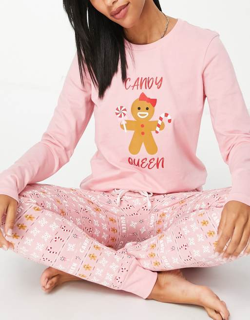 Threadbare - Kerstmis - Candy Queen - Lange pyjama in roze