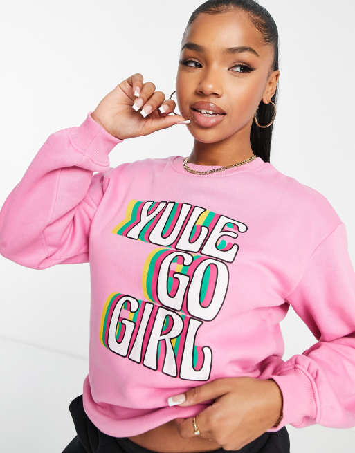 Threadbare - Kerstmis - Sweater met regenboogkleurige print in roze