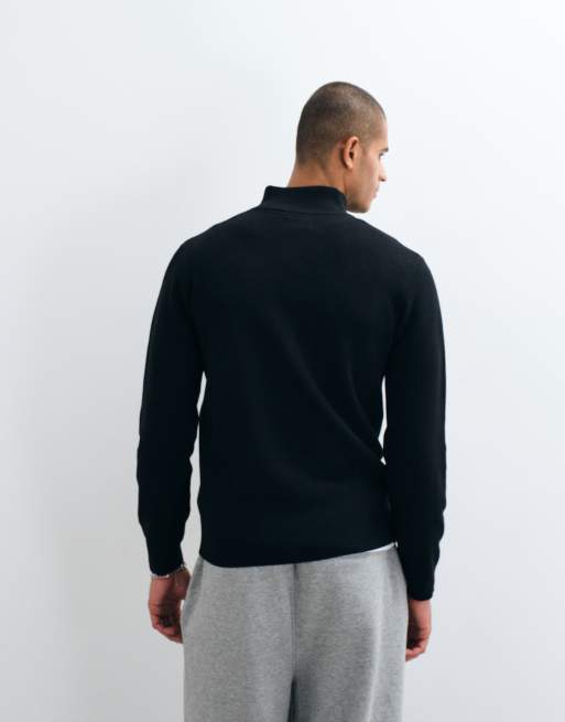 Threadbare klassisk sweatshirt med 1/4-lynlås i sort, 5 af 5