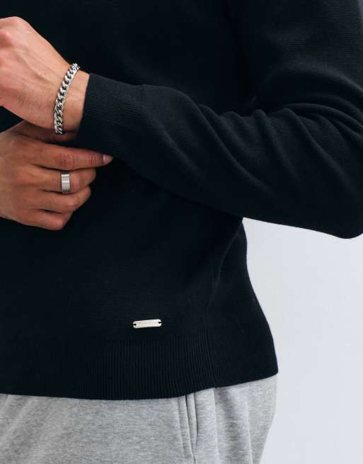 Threadbare klasyczna bluza z zamkiem 1/4 w kolorze czarnym, 3 z 5