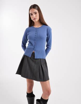 Threadbare Knit Boat Neck Sweater With Balloon Sleeves In Blue