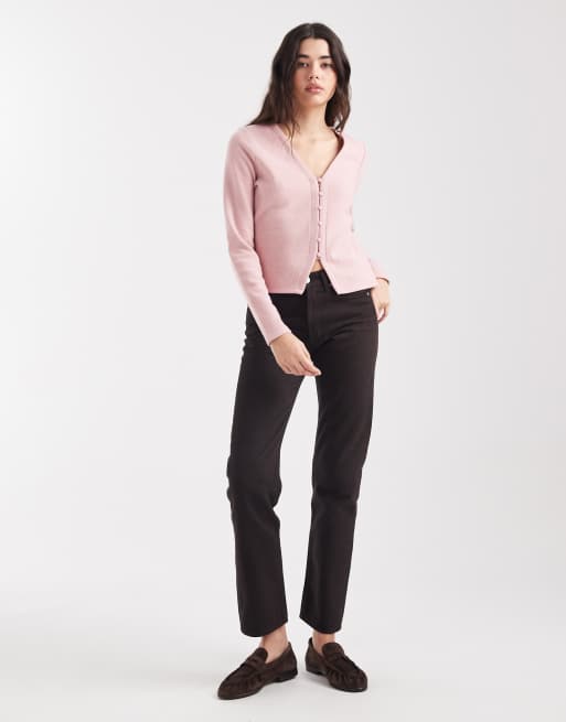 Threadbare knit button through cardigan in pink, 2 of 4