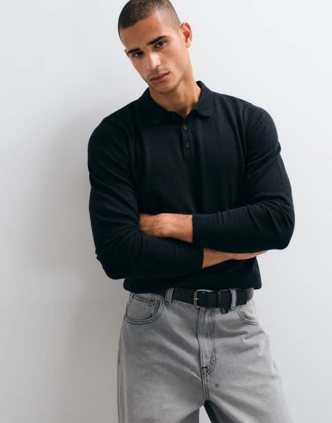 Threadbare knit polo in black - view 1