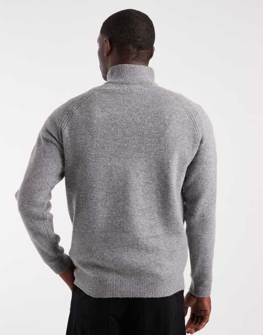 Threadbare knit quarter zip sweater in light gray, 3 of 5