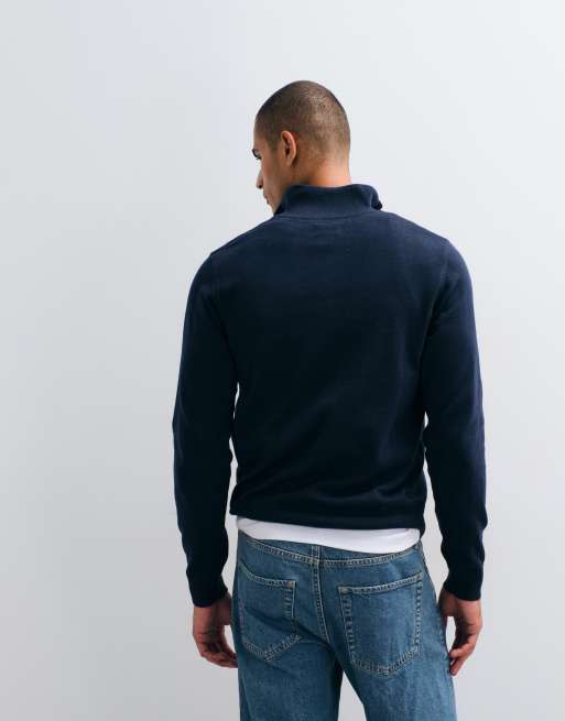 Threadbare knit quarter zip sweater in navy, 3 of 5