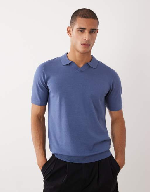 Threadbare knit short sleeve polo shirt in blue, 2 of 5