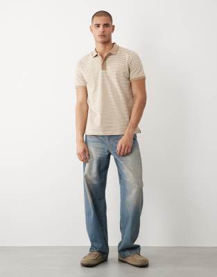 Threadbare Knit Short Sleeve Polo Top In Multi