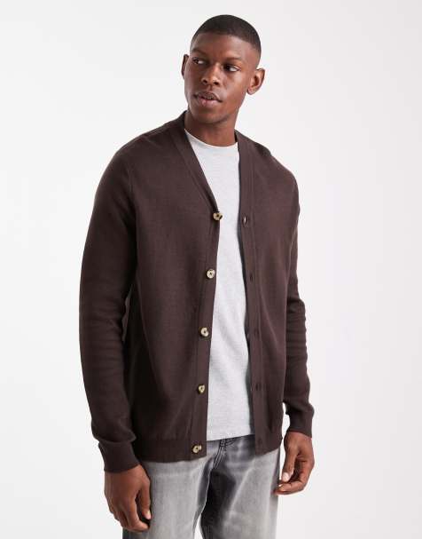 Threadbare knitted cardigan in brown - view 1