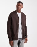 [Threadbare] Threadbare knitted cardigan in brown 2XL BROWN
