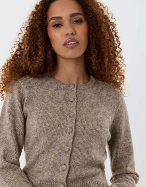 Threadbare Knitted cardigan with shoulder pads in beige, 3 of 5