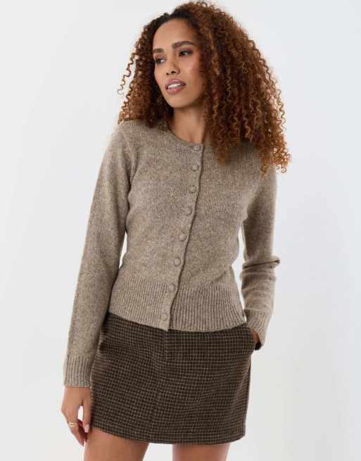 Threadbare Knitted cardigan with shoulder pads in beige, 5 of 5