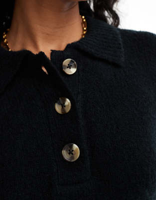 Threadbare Knitted Collared Sweater In Black