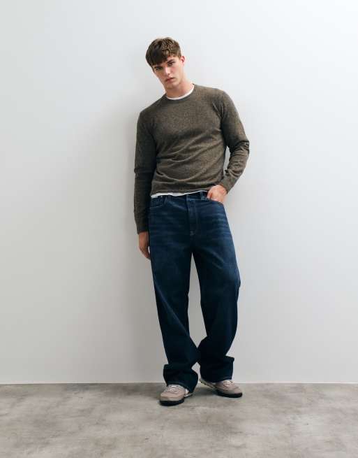 Threadbare knitted heather crew neck sweater in taupe, 3 of 5