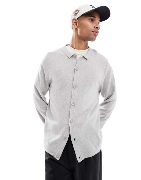 Threadbare knitted long sleeve cardigan in light gray - view 1