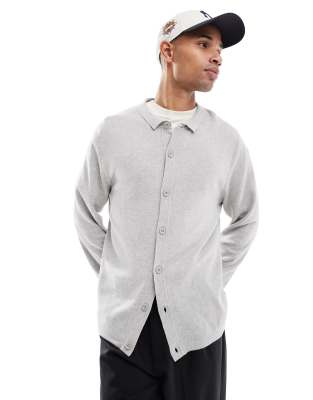 Threadbare knitted long sleeve cardigan in light grey