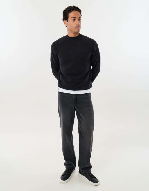 Threadbare Knitted mock neck jumper in black, 3 of 4