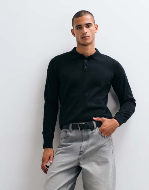 Threadbare knitted polo in black, 4 of 5