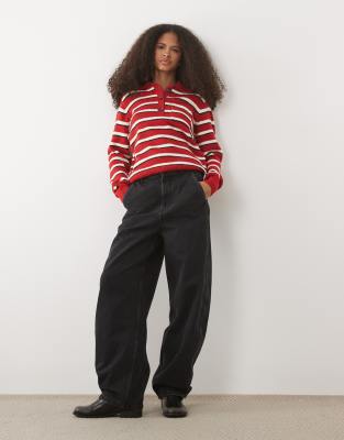 Threadbare Knitted Polo In Red