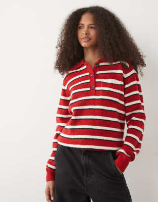 Threadbare Knitted Polo In Red