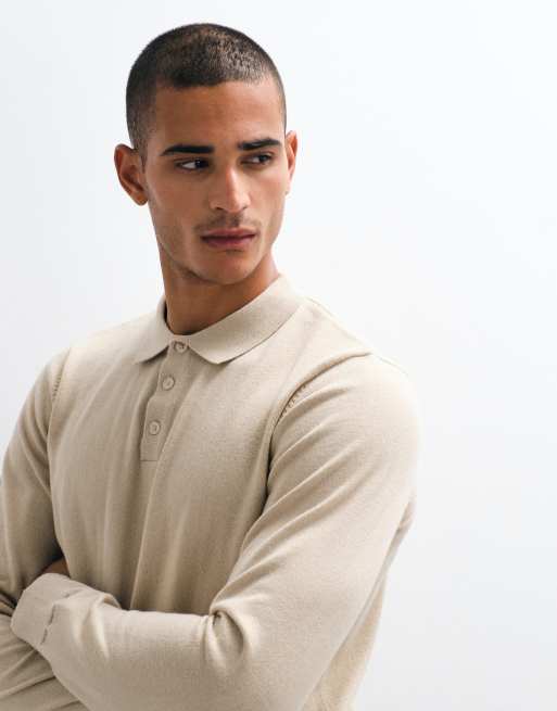 Threadbare knitted polo in stone, 2 of 5