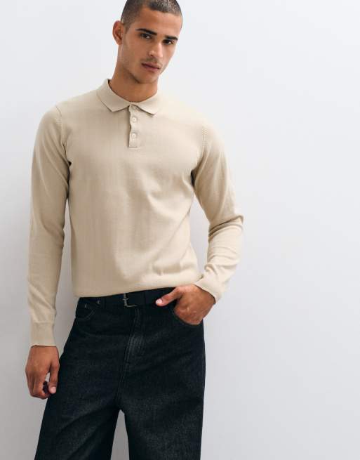 Threadbare knitted polo in stone, 5 of 5