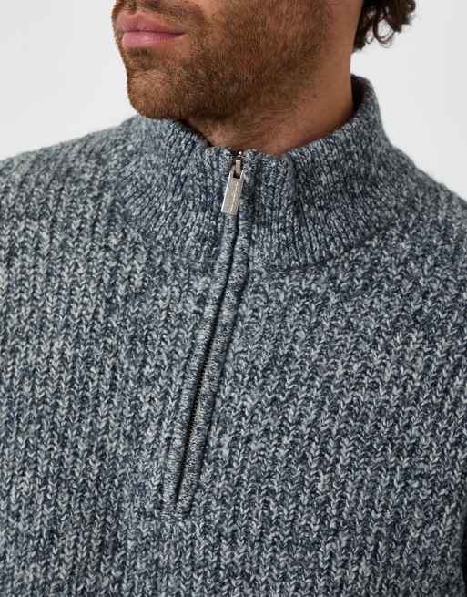 Threadbare Knitted quarter zip jumper in navy, 3 of 4