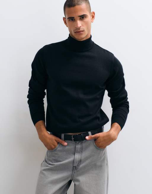 Threadbare knitted roll neck jumper in black, 2 of 5