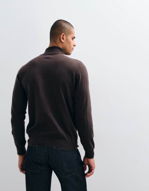 Threadbare knitted roll neck jumper in chocolate brown, 4 of 5