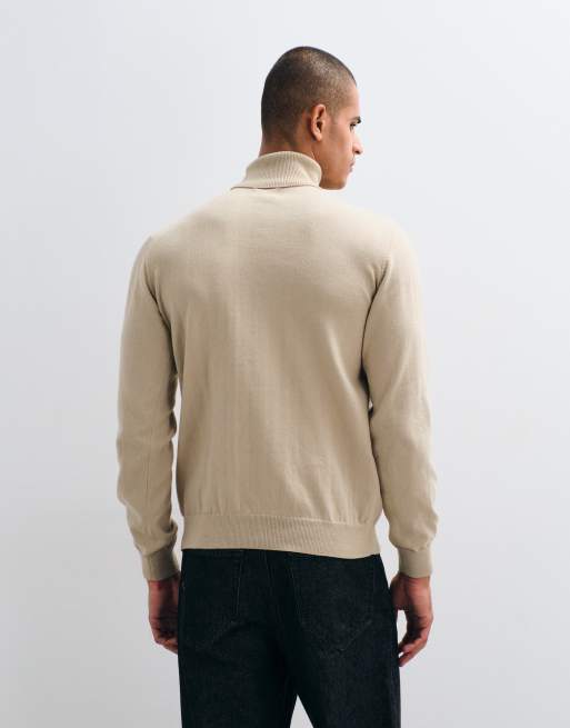 Threadbare knitted roll neck jumper in taupe, 4 of 5