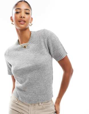 Threadbare Threadbare knitted short sleeve jumper in grey