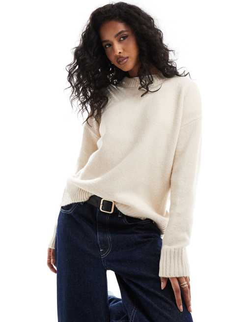 Threadbare knitted sweater in ecru