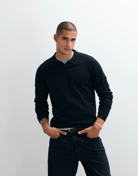 Threadbare knitted trophy neck jumper in black - view 1