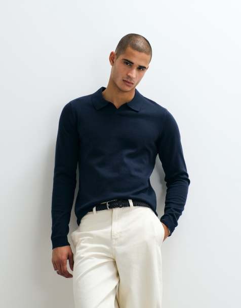 Threadbare knitted trophy neck jumper in navy - view 1
