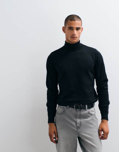 Threadbare knitted turtleneck sweater in black - view 1