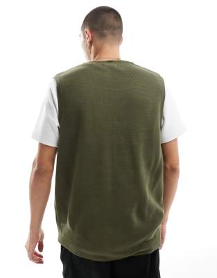 Threadbare knitted zip up vest in khaki