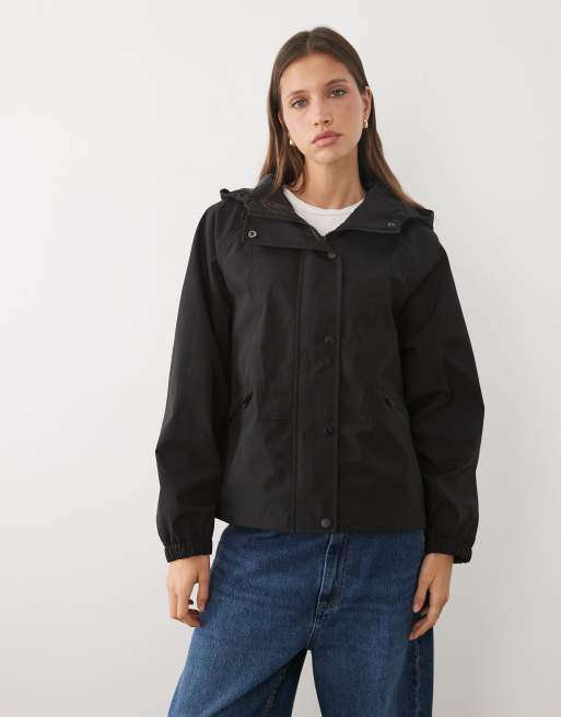 Threadbare korte regenjas met capuchon in zwart, 2 van 4