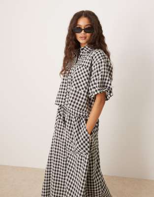 Threadbare - Kurzärmliges Hemd mit Vichy-Karos in Schwarz und Weiß, Kombiteil