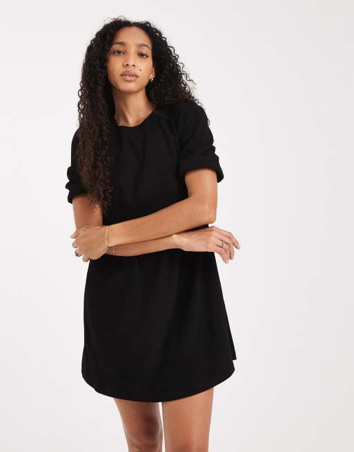 Threadbare – Kurzärmliges Minikleid aus Cord in Schwarz, 2 von 4